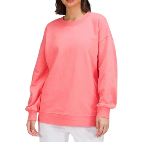 Lululemon Perfectly Oversized Crew Raspberry Cream Womens Size 4 - Picture 1 of 8